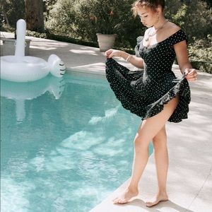 Vanessa Mooney black Elisabeth dress romper small polka dot xs s mini button